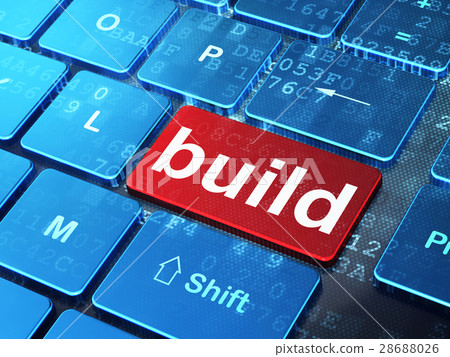 Construction concept: Build on computer keyboard Construction concept: Build on computer keyboard 28688026
