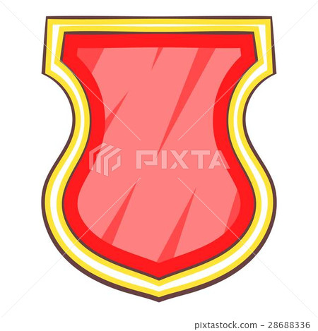 Red shield icon, cartoon style 28688336
