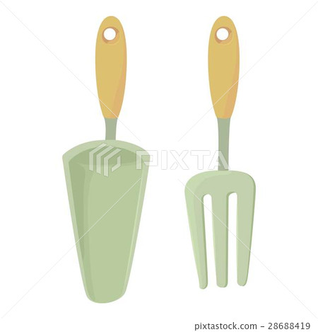 Shovel and fork icon, cartoon style Shovel and fork icon, cartoon style 28688419