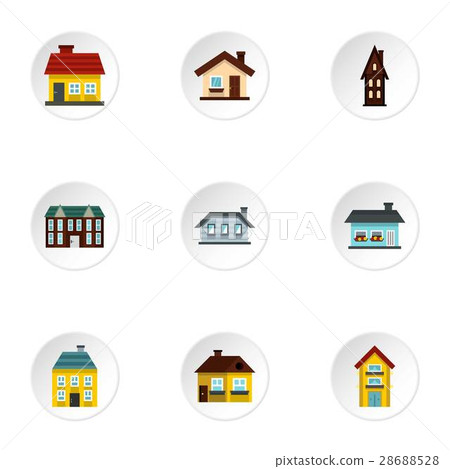 House icons set, flat style House icons set, flat style 28688528