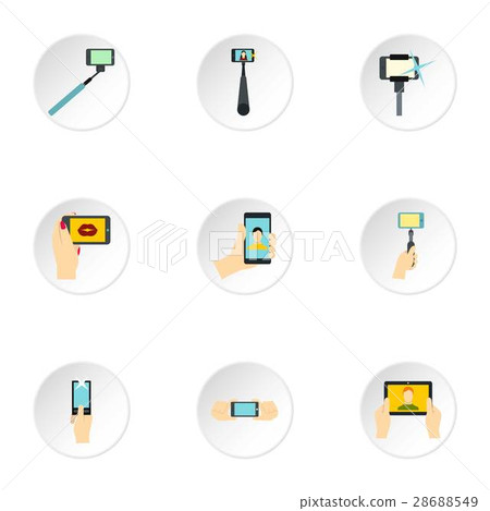 Selfie icons set, flat style Selfie icons set, flat style 28688549