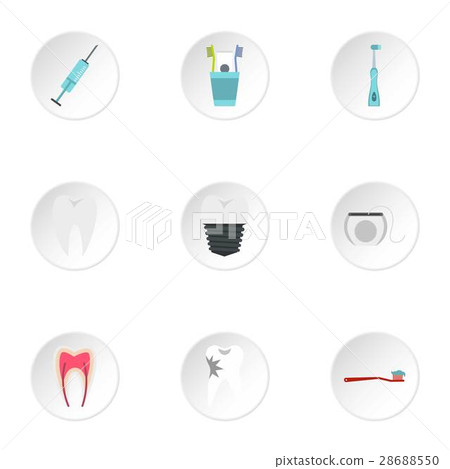 Stomatology icons set, flat style Stomatology icons set, flat style 28688550