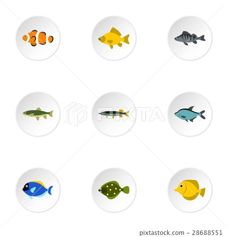 River fish icons set, flat style River fish icons set, flat style 28688551