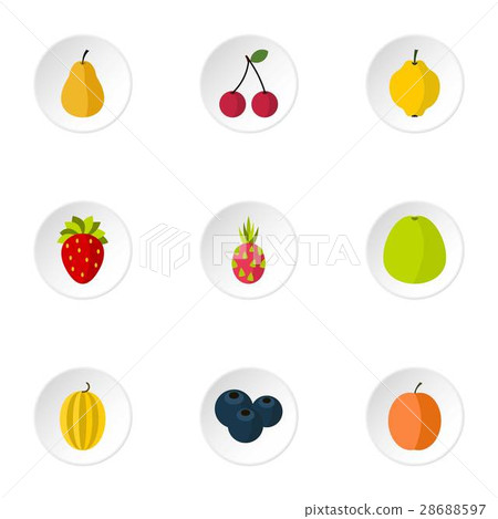 Orchard fruits icons set, flat style Orchard fruits icons set, flat style 28688597