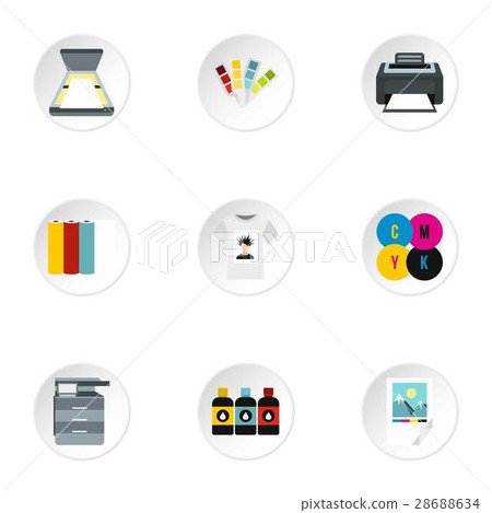 Printing services icons set, flat style 28688634