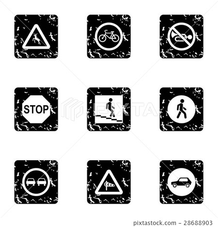 Road sign icons set, grunge style Road sign icons set, grunge style 28688903