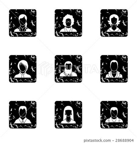 Avatar people icons set, grunge style Avatar people icons set, grunge style 28688904