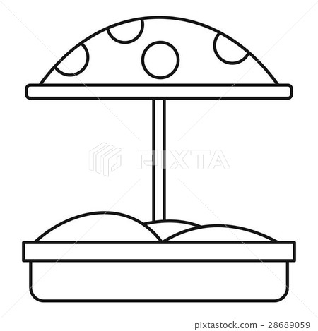 Sandbox with umbrella icon, outline style 28689059