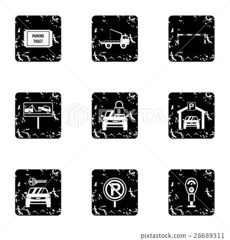 Parking area icons set, grunge style 28689311