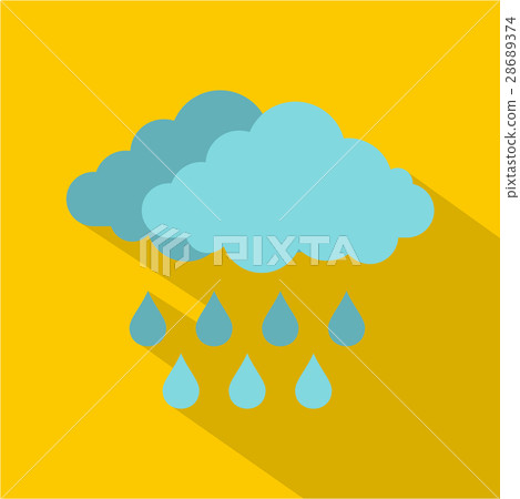 Cloud with rain icon, flat style - Stock Illustration [28689374] - PIXTA