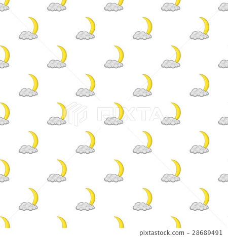 Cloud and crescent moon pattern, cartoon style Cloud and crescent moon pattern, cartoon style 28689491