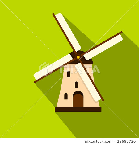 Windmill icon, flat style - Stock Illustration [28689720] - PIXTA