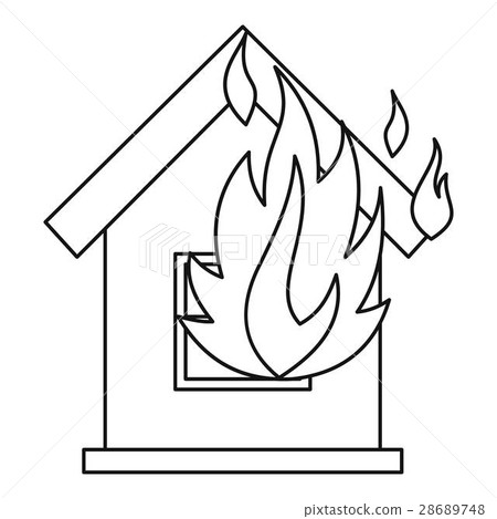 House on fire icon, outline style House on fire icon, outline style 28689748