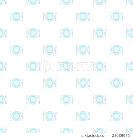Plate, fork and knife pattern, cartoon style 28689975