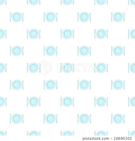 Empty dish fork and knife pattern, cartoon style Empty dish fork and knife pattern, cartoon style 28690103
