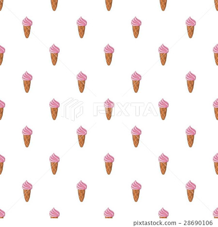 Ice cream in waffle cone pattern, cartoon style Ice cream in waffle cone pattern, cartoon style 28690106