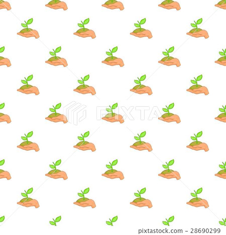 Hand holding sprout pattern, cartoon style 28690299