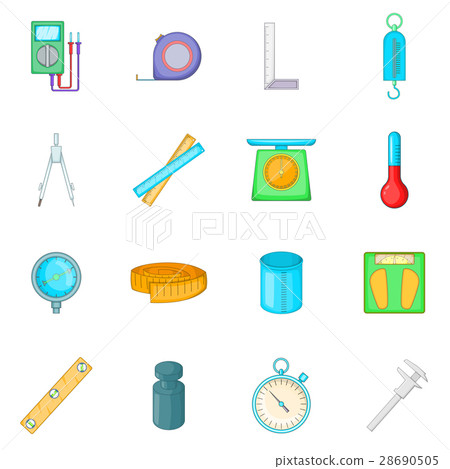 Measure tools icons set, cartoon style 28690505