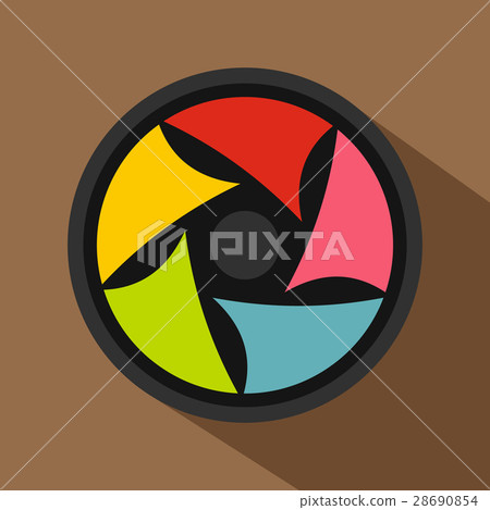Video lens icon, flat style - Stock Illustration [28690854] - PIXTA