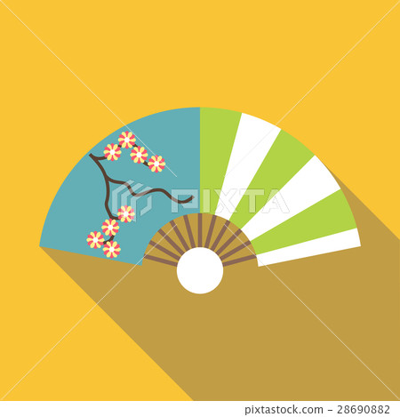 Asian fan icon, flat style Asian fan icon, flat style 28690882