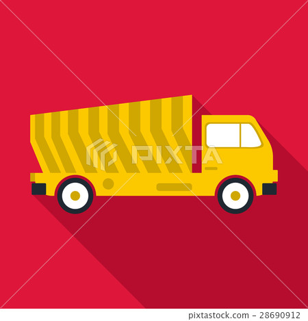 Garbage truck icon, flat style Garbage truck icon, flat style 28690912