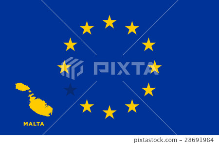 EU flag with Malta country. European Union EU flag with Malta country. European Union 28691984
