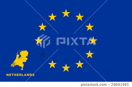 EU flag with Netherlands country. European Union EU flag with Netherlands country. European Union 28691985