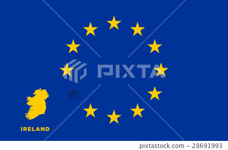 EU flag with Ireland country. European Union EU flag with Ireland country. European Union 28691993