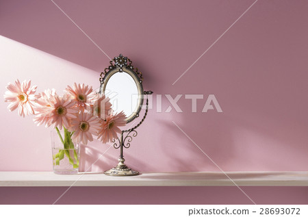 Pink wall and shelf image Pink wall and shelf image 28693072