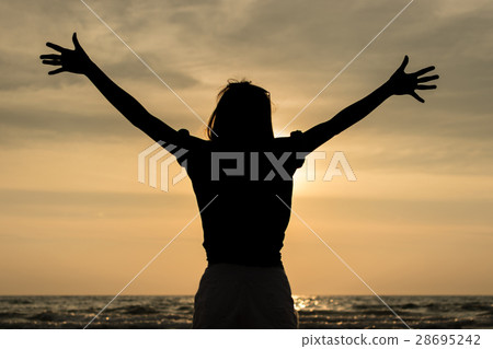 silhouette female traveler silhouette female traveler 28695242