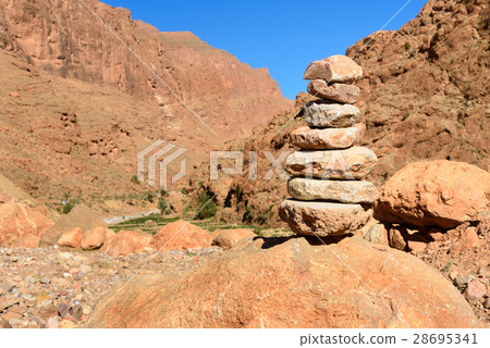 Stones pyramid in Todgha Gorge. Morocco 28695341