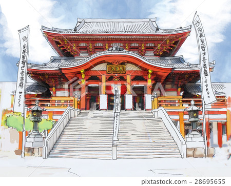 名古屋Osou Kannon水彩畫 名古屋Osou Kannon水彩畫 28695655