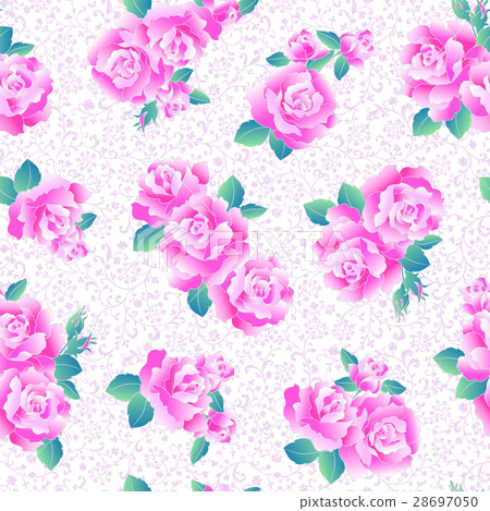 Japanese style rose pattern - Stock Illustration [28697050] - PIXTA