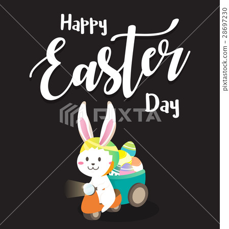 Happy easter day with white Easter rabbit. 28697230