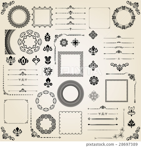 Vintage Set of Vector Horizontal, Square and Round Vintage Set of Vector Horizontal, Square and Round 28697389