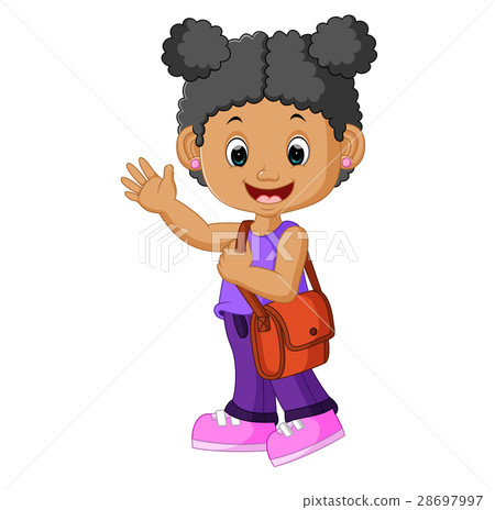 School girl cartoon walking School girl cartoon walking 28697997