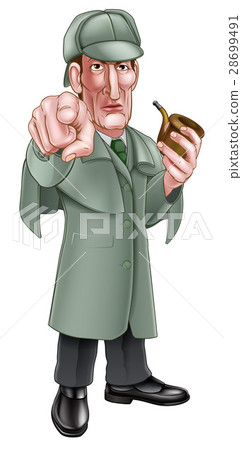 Pointing Sherlock Holmes Cartoon 28699491