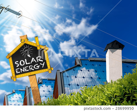 Solar Energy - Roofs of Houses with Solar Panels 28699950