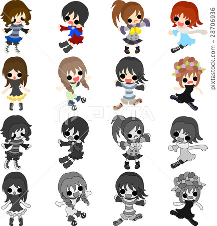 Icons of girls in fashionable clothes 28706936