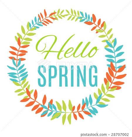 Hello spring greeting card wreath.  28707002