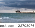 Coast in Italy at stormy weather with Trabucco 28708076