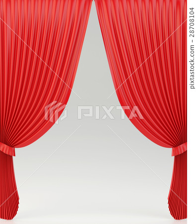 classic red curtains with glossy shine 28708104
