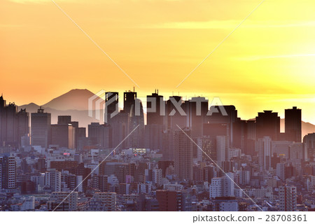 From Bunkyo Civic Center Evening scenery in Mt. Fuji in winter 28708361
