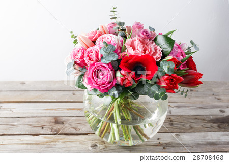 Bouquet of pink roses and Other colors flowers on Bouquet of pink roses and Other colors flowers on 28708468