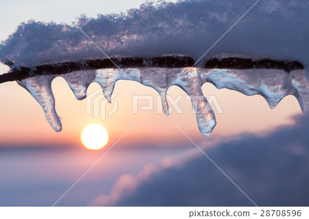 Sunset and icicles abstract 28708596