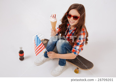 Smiling little girl celebrating national holiday 28709201