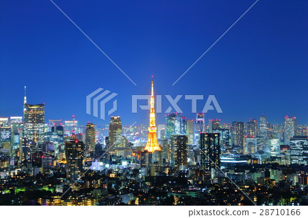 Night view of skyscrapers in Tokyo [Tokyo Tower] 28710166