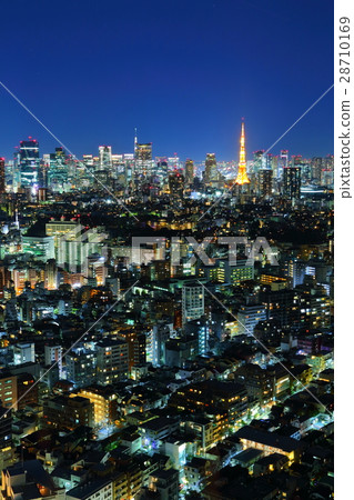 Night view of skyscrapers in Tokyo [Tokyo Tower] 28710169