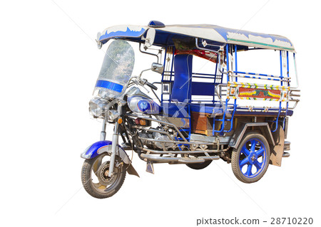 A three-wheeled taxi cab with clipping path 28710220
