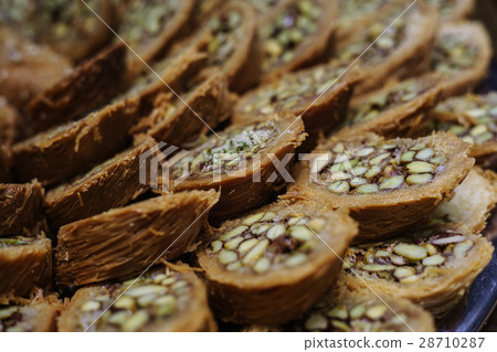 Turkish kadayif baklava sweet made with honey and Turkish kadayif baklava sweet made with honey and 28710287